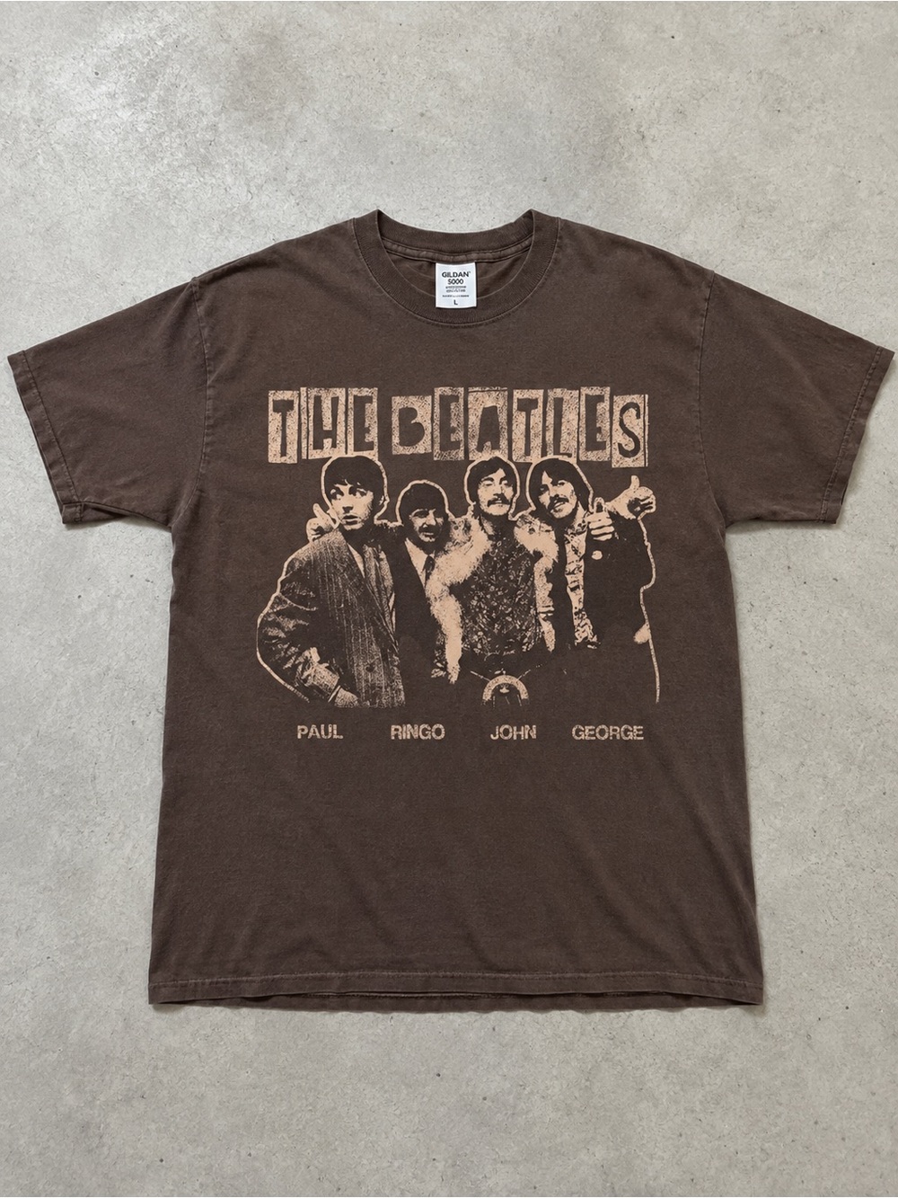 Brown Beatles Graphic Short Sleeve Tee T-shirt